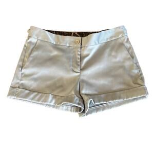 Express Design Studio Silver Satin Shorts Woman Size 4 Trouser Style Cuffs